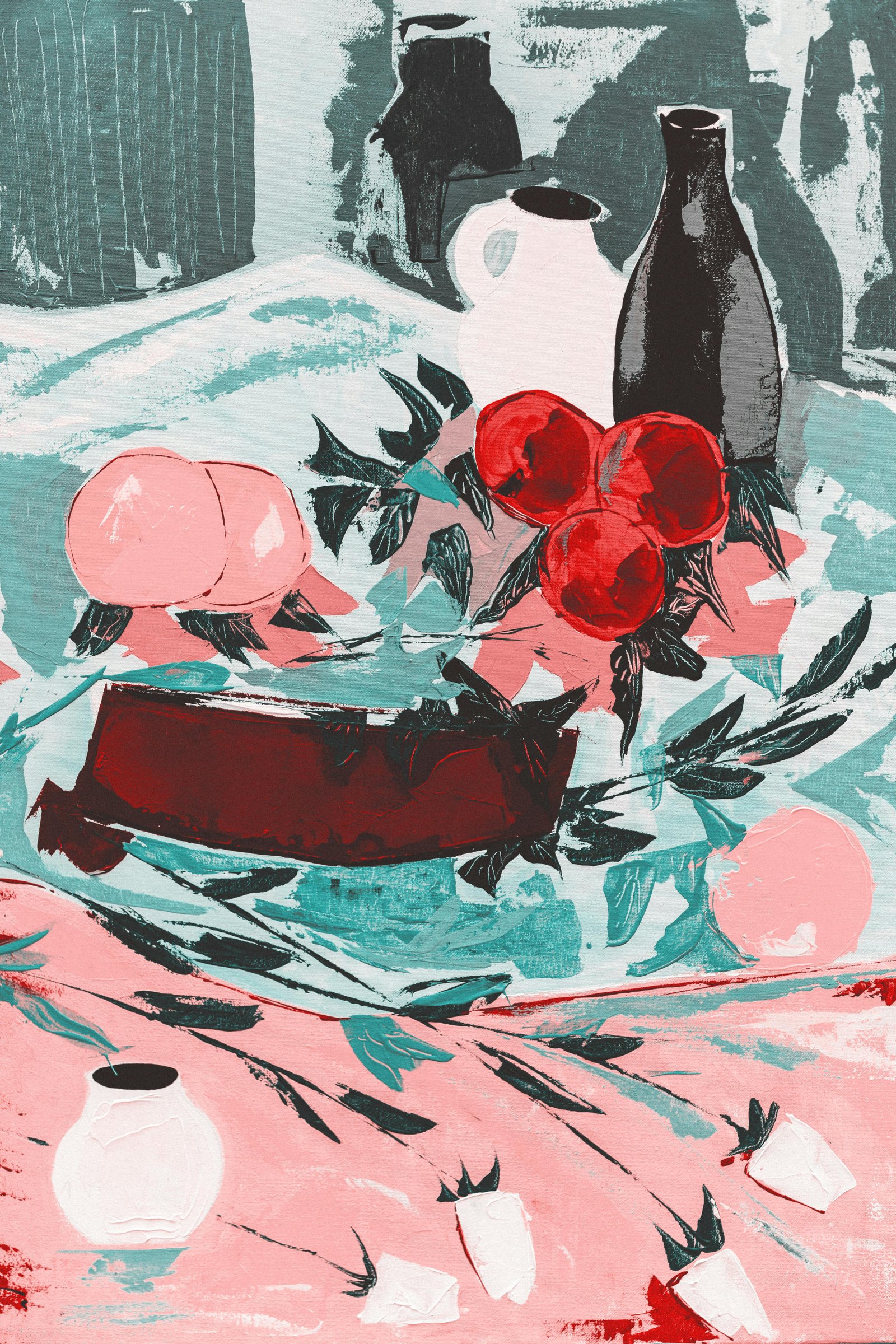 painting of abstract peaches